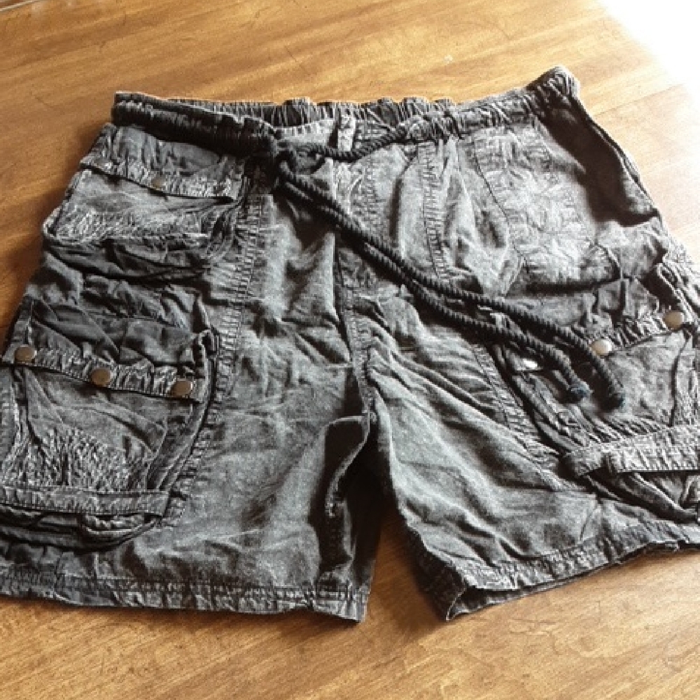 Free People Washed Black Cargo Shorts
